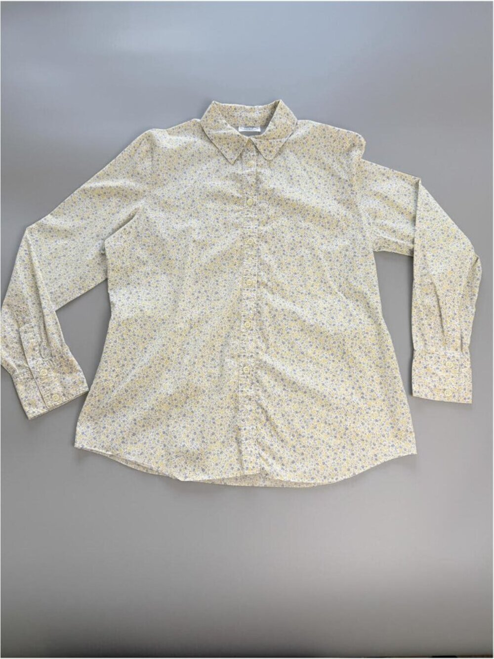 Vintage Laura Ashley Floral Button Up Shirt Yellow Blue Cottagecore Blouse 10